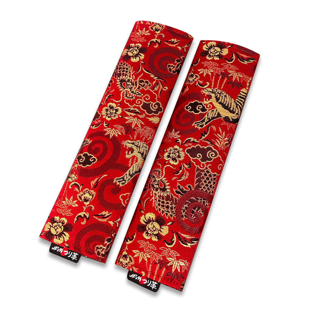 [NEW] Tiger and Dragon Red Seatbelt Covers (2pc)