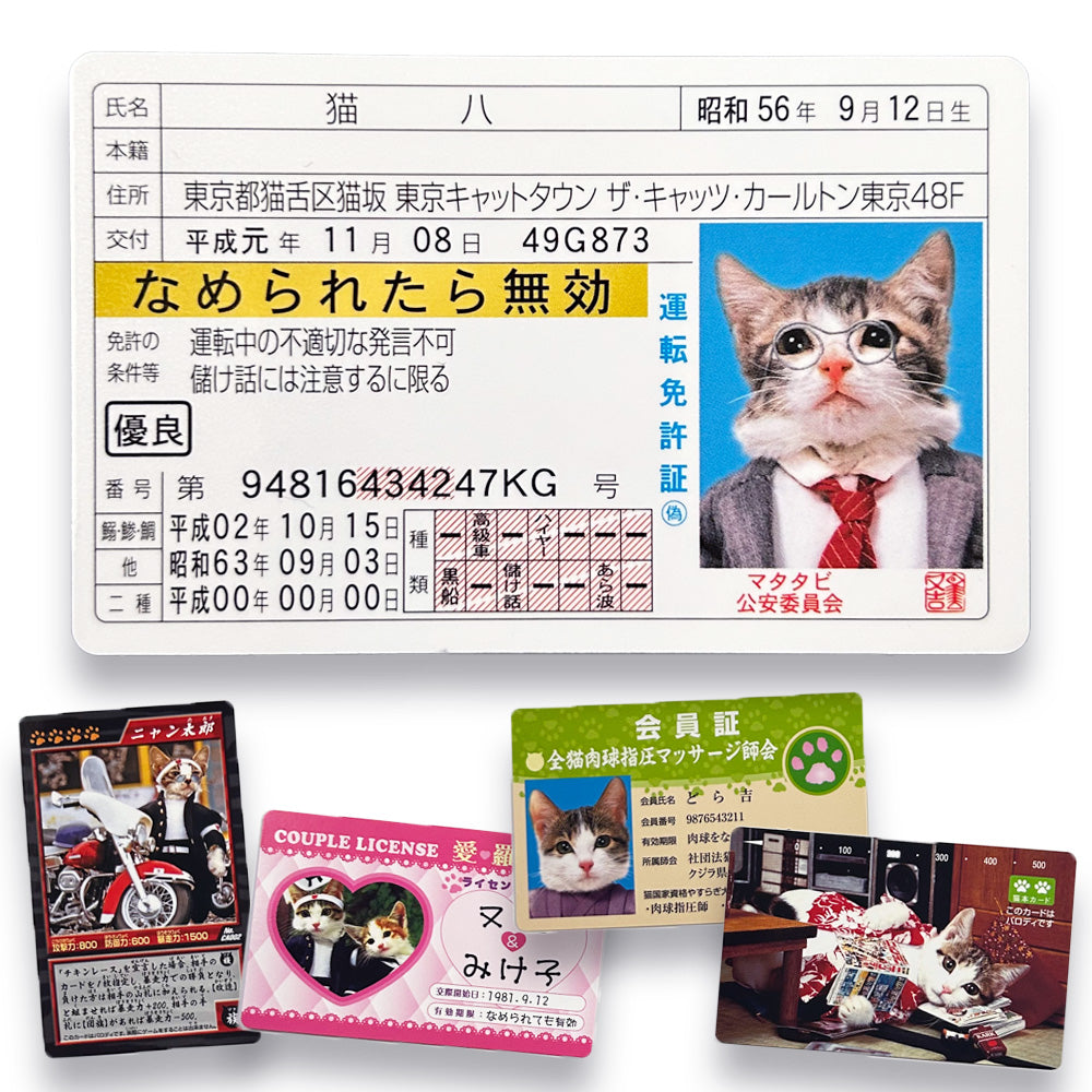 Nameneko Drivers License &  Parody Cards Set F