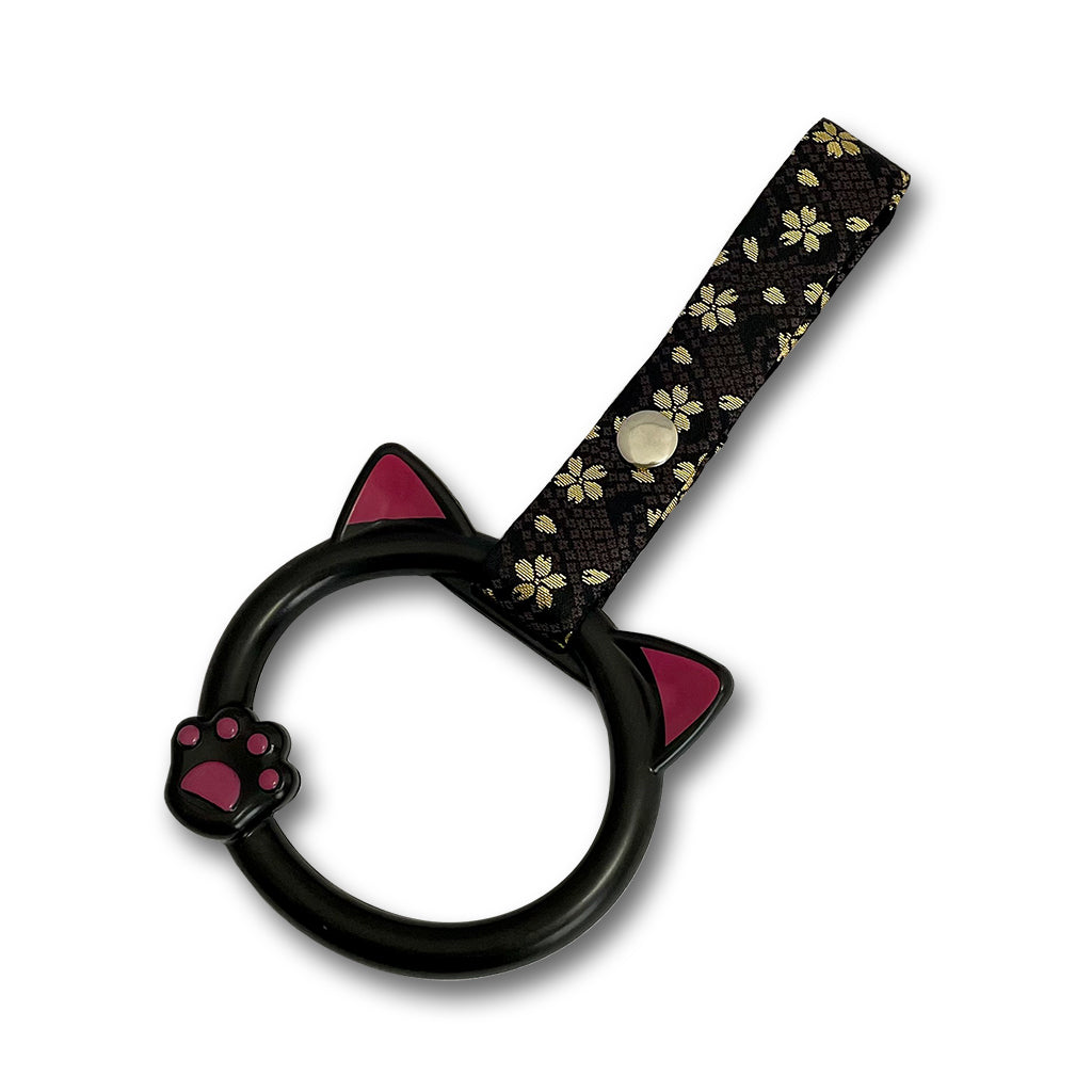 Nishijin Cat (Black Gold Sakura Strap)